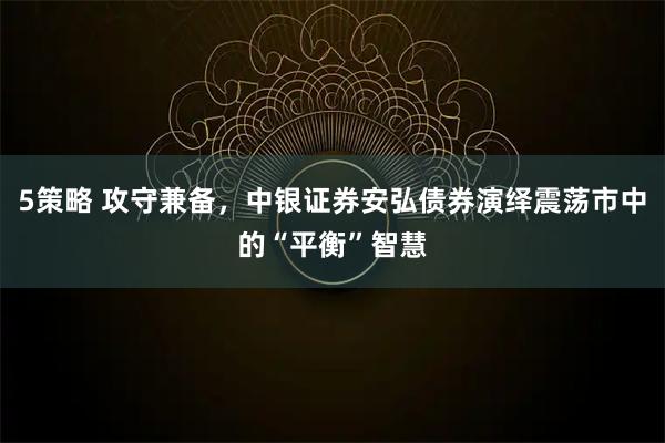 5策略 攻守兼备，中银证券安弘债券演绎震荡市中的“平衡”智慧