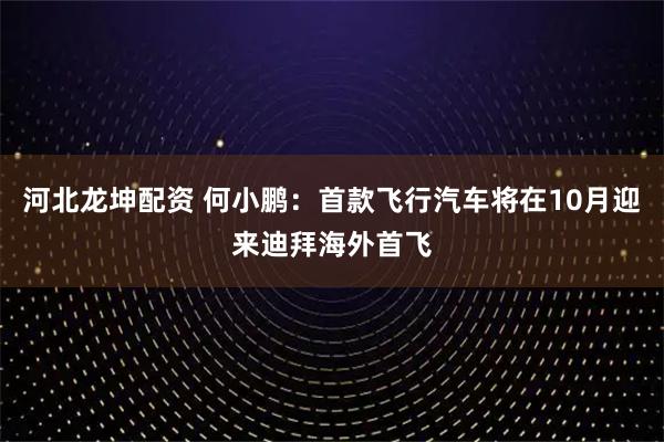 河北龙坤配资 何小鹏：首款飞行汽车将在10月迎来迪拜海外首飞
